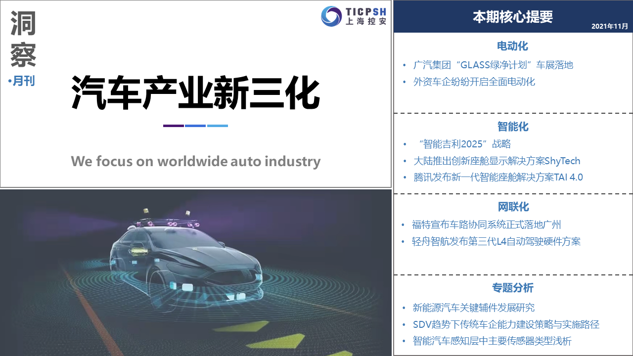 《洞察：汽车产业新三化》（11月）